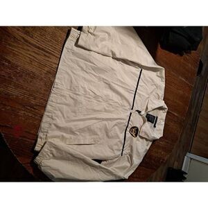 Mens Large Beacon Point White Front Zip Long Sleeve Windbreaker Jacket